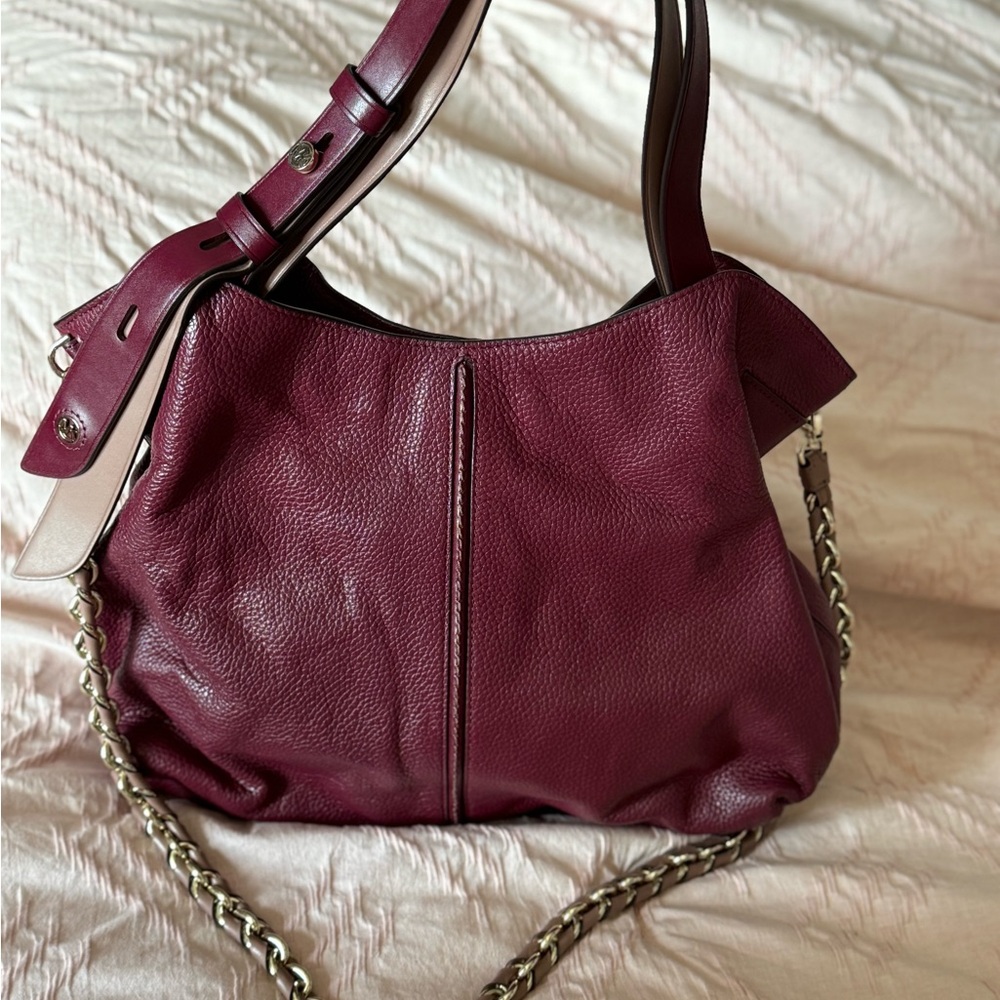 Michael Kors Pebbled Leather Shoulder Bag in Plum Berry Color